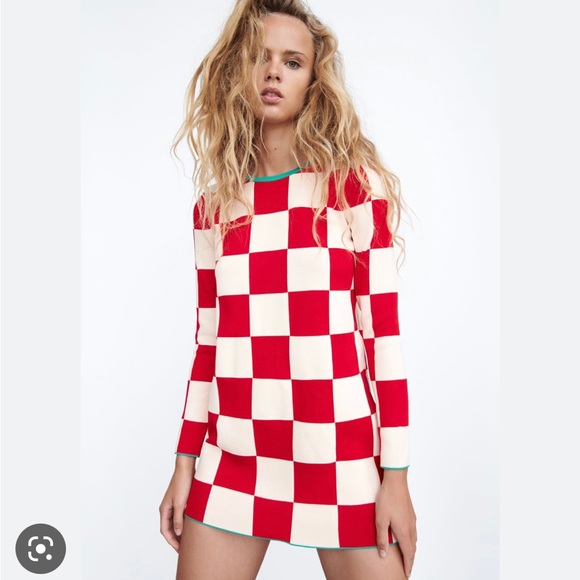Zara Dresses & Skirts - HP!! 🎊NWT Zara plaid knit dress